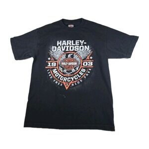 Harley Davidson Live Free Ride Free black T-Shirt  Men's Shaiwassee Sz Medium